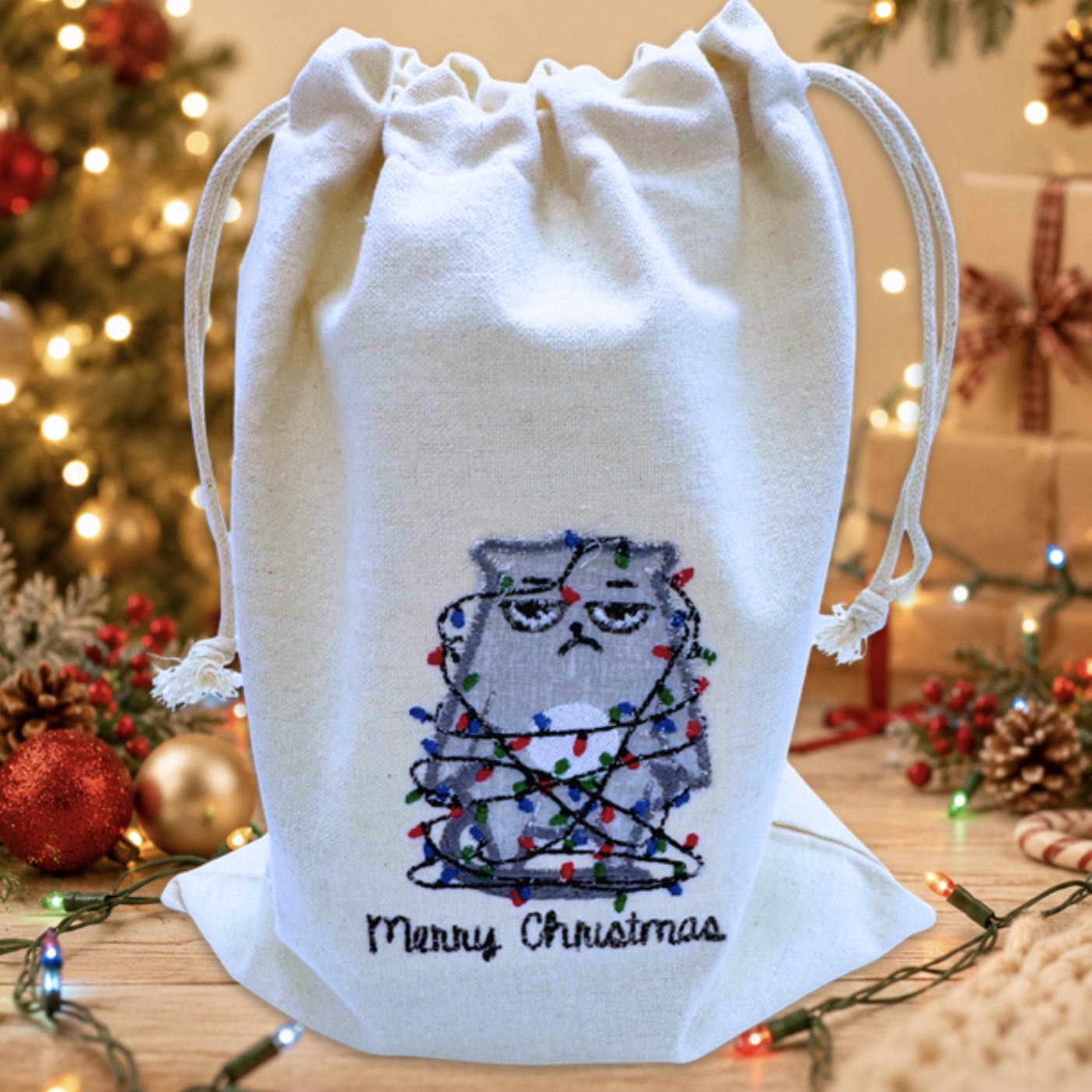 Grumpy Cat Christmas gift bag featured in the Shop