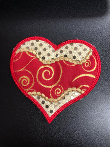 HEART COASTER RED & GOLD 3.5”