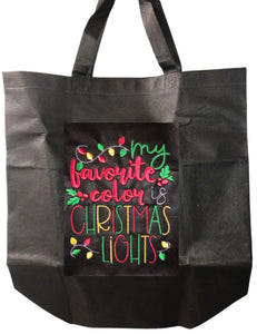 TOTE BAG MY FAVORITE COLOR IS CHRISTMAS LIGHTS 14.5”X14”X6.6”
