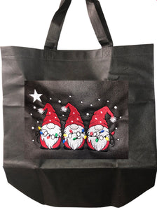 TOTE BAG 3 GNOMES WITH CHRISTMAS LIGHTS 14.5”X14”X6.6”