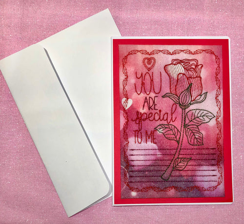 VALENTINE’S DAY CARD “YOU ARE SPECIAL TO ME” SUBLIMATED HEART DESIGN ON FELT 5”X7”